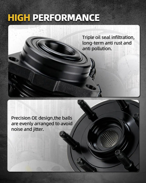 Rear Wheel Bearing Hub Assembly For Dodge Charger 2006 To 2009, Chrysler 300 2005 To 2009, Magnum 2005 To 2008 Non ABS 5 Lug With Anti Rust Black Coating