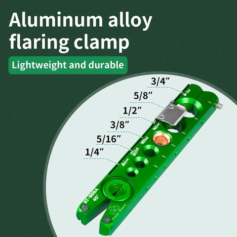 Green aluminum alloy clamp for HVAC Copper Pipe Flaring Tool Kit 1/4 To 3/4 Inch Single 45 Degree Flare
