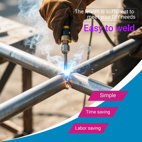 Two 1-inch OD 304 stainless steel tubes, 20 inches long, cross welded joint with torch