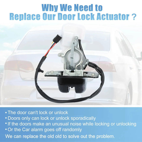 Ford Escape Liftgate Trunk Lock Actuator With Cable Replacement 2013-2016 shown with informational text overlay.