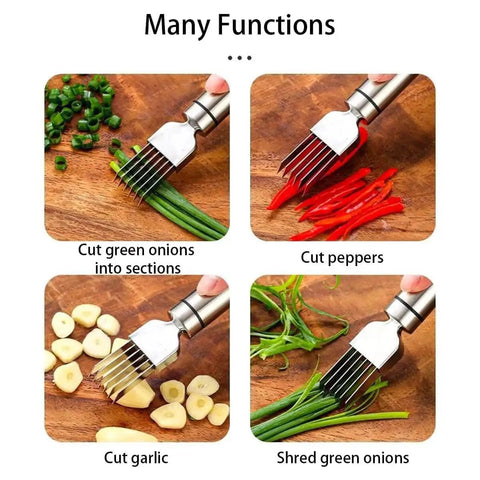 Set Of 2 Scallion Cutters For Kitchen Slicing And Shredding Onions Garlic And Green Onions, Stainless Steel Blades, Quick And Even Chops