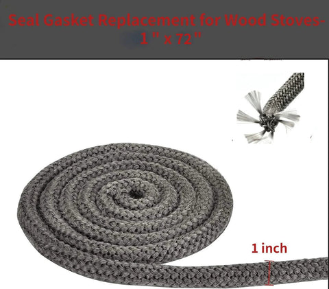 Graphite-impregnated fiberglass rope gasket, 1 in x 72 in, coiled for wood stove replacement