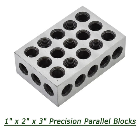 Matched 1 X 2 X 3 Precision Parallel Blocks Set For Milling And Jig Fixtures Pro Grade 23 Hole Zero Point Zero Zero Zero Two Inch Tolerance Alloy Steel 40Cr 1 Pair For High Accuracy Machining Timunr