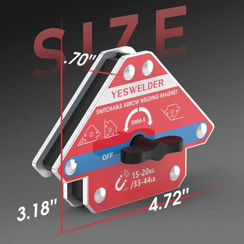 Switchable Arrow Welding Magnet With 44 Lbs Magnetic Holding Force, Multi Angle Welding Holder, on off switch