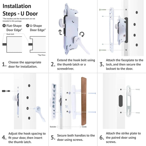 Sliding Patio Door Lock With 45 Degree Keyway And Adjustable Bolt Projection, Round End Faceplate For Glass Doors, installation guide