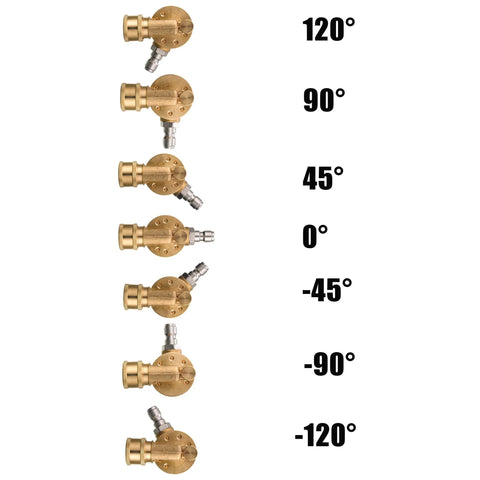 FIXFANS 1/4 inch quick-connect gutter cleaner pivot adapter, brass, seven angle positions for 4500 PSI pressure washer