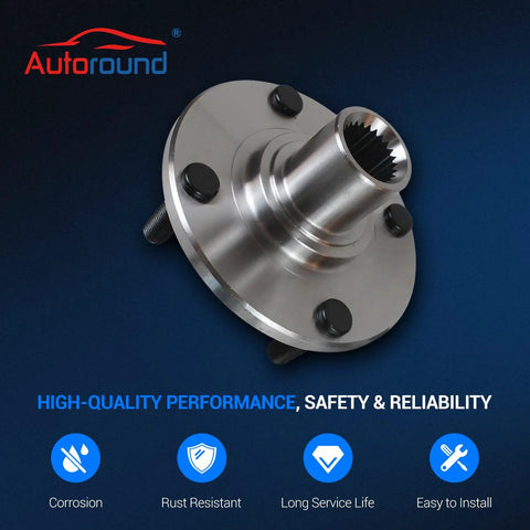 Front Wheel Bearing And Hub Assembly Set Of 2 For Ford Focus 2000 2011, 4 Lug Front Left And Right Compatible, shown close-up