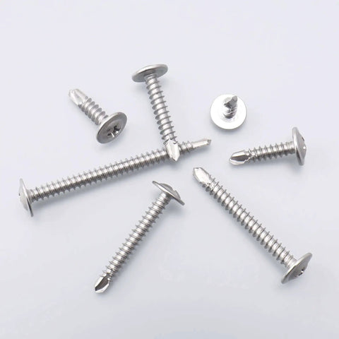 Heavy Duty Sheet Metal Screws Assortment Kit With Self Tapping And Self Drilling, 410 Stainless Steel Fasteners, various sizes displayed