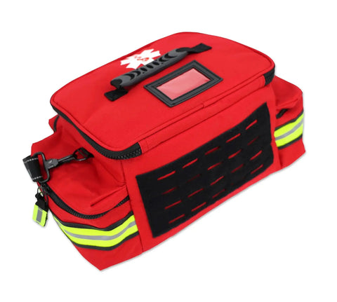Mid Sized First Responder EMT Bag Fully Stocked With Over 240 First Aid EMS And Trauma Supplies Red Lightning X LXMB25