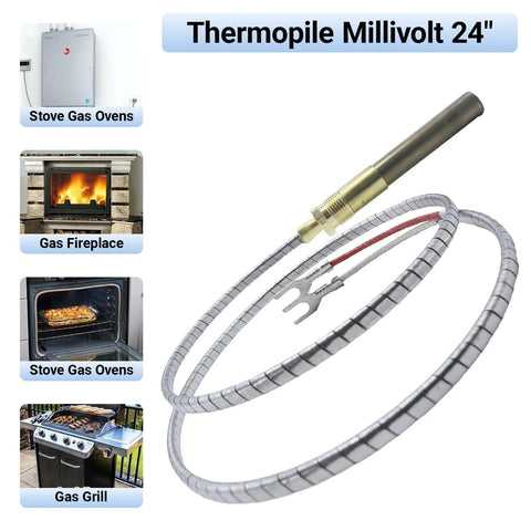 24-inch thermopile sensor with aluminum-wired cable and fork terminal for gas appliances