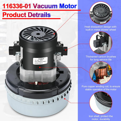 Vacuum motor Atsmk 116336-01, 120V, 5.7-inch, 2-stage, includes gasket 566