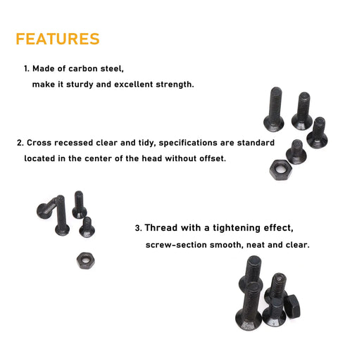 M4 Flat Head Phillips Countersunk Machine Screws And Hex Nuts Set, Black Bolts And Nuts Assortment, 220 Pieces For TV Stands