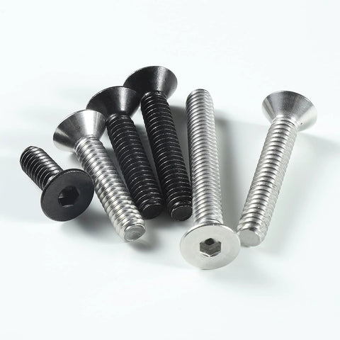 Flat head socket screws, 1/4-20 x 1-1/4 in, stainless steel, mixed silver and black finishes, 50 pcs