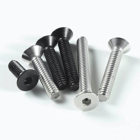Three Eighth Inch Flat Head Socket Cap Screws Size Eight By Thirty Two Thread Full Thread Stainless Steel 304 With Black Zinc Finish Countersunk Bolts Pack Of One Hundred Hex Wrench Included