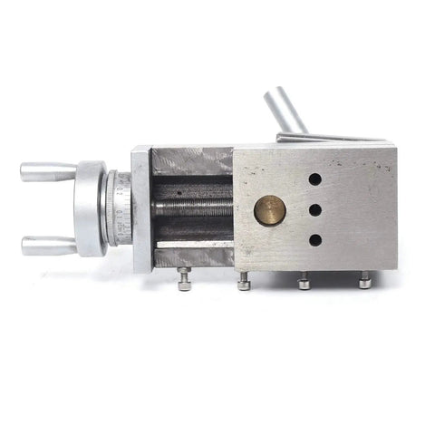 Side view of High Precision Swing Lathe Tool Slide AT300 Mini Metal Lathe Tool Post Assembly Holder, cast iron construction.
