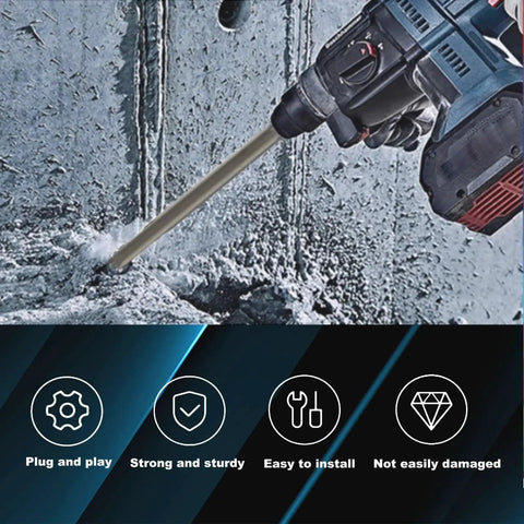 18 Inch SDS Max Clay Spade For Concrete Demolition And Digging Phyxlyn Heavy Duty 40Cr Alloy Steel Shank in use with hammer.