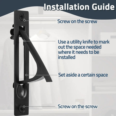 Two Pack Recessed Pocket Door Edge Pull Handles In Matte Black installation guide with screws and utility knife instructions.