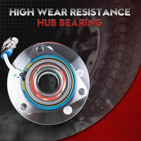 High wear resistance hub bearing for Single Front Wheel Hub & Bearing Assembly 513121, 5-Lug w/ ABS for Chevy, Pontiac, Cadillac, Buick.