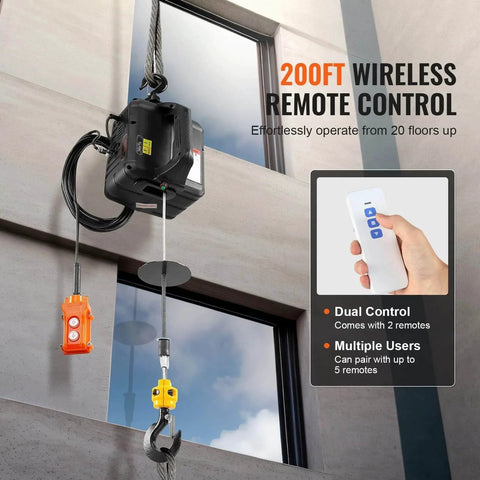 3 In 1 Electric Hoist Winch 1100 Lb Capacity 1500W Portable Crane with Wired and Wireless Remote control in use