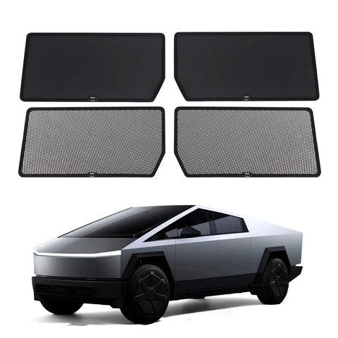Cybertruck Roof Sunshade Kit Nano Reflective Heat Insulation UV Protection 2Pcs, displayed with a Cybertruck model