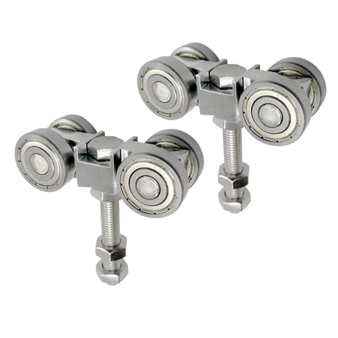 Heavy Duty Four Wheel Trolley Assembly With Silent Bearings And Hidden M10 Bolt For 1-5/8 Inch Or Taller Strut Channel Pack Of 2 Silver