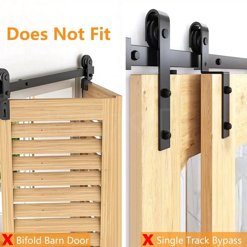Illustration showing Two Piece Barn Door Soft Close Kit No Drill Version For Sliding Barn Door Hardware compatibility issues