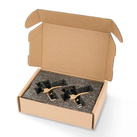 Open box showing Two Pack Mini Hold Down Clamps Kit For CNC Routers The Go To Choice For DIY Woodworking And Metalworking Compatible With 3018 Series