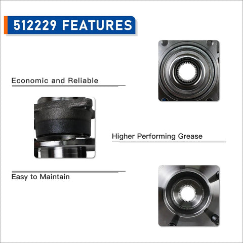 512229 Rear Wheel Hub And Bearing Assembly With ABS for 2006 Pontiac Torrent, 2005 2006 Chevy Equinox, and 2002 2007 Saturn Vue