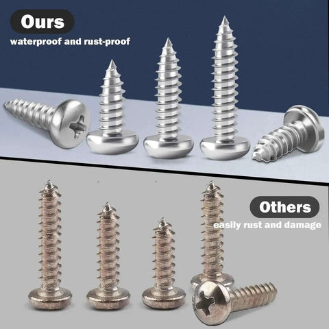 Comparison of Go-To Assorted Self Tapping Screws Kit For Wood And Drywall With 100 Pcs Of 304 Stainless Steel and rusted alternatives