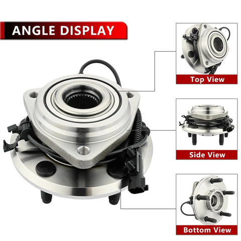 Front Wheel Hub And Bearing Kit For Jeep Wrangler 2007 To 2016, 5 Lug With ABS, 2 Piece Set For Driver And Passenger Sides multiple angles