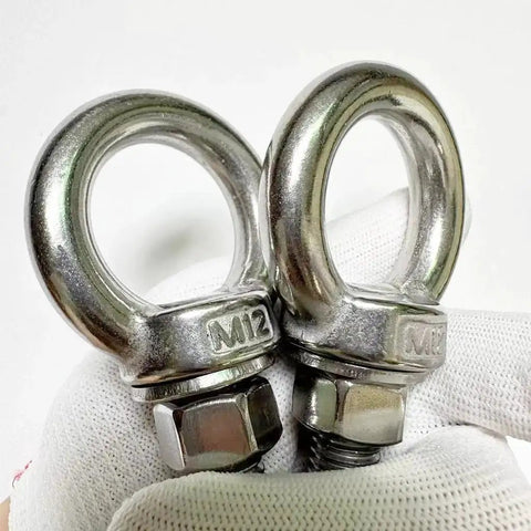 Heavy Duty Built To Last 304 Stainless Steel Shoulder Eye Bolts With Lifting Ring Set Of 2 M12 Eye Bolts 50mm Thread Length Includes Nuts And Flat Washers