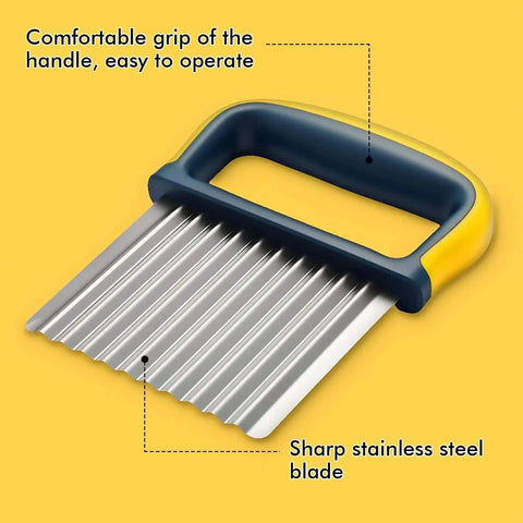 Crinkle Cutter Set For French Fries And Veggies 2 Pack Premium Stainless Steel Potato Slicer With Safe Blade Cover Easy Grip