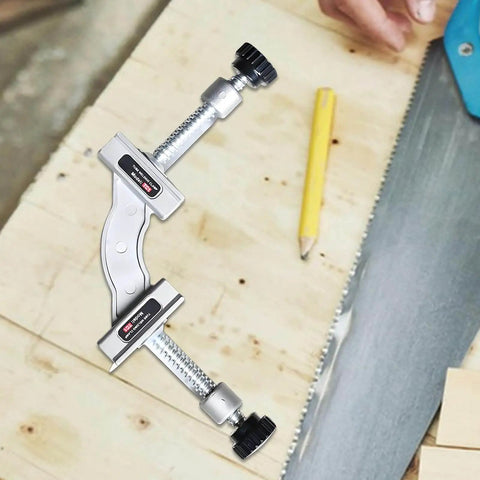 Heavy Duty Stainless Steel Pipe Clamp Fixture With 90 Degree Corner Squares Adjustable Magnetic Alignment Tool on wood surface