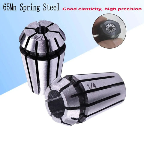 ER11 Collet Nut Set Includes 1 8th Inch Collet and 1 4th Inch Collet with Clamping Nut for CNC Engraving, 65Mn Spring Steel