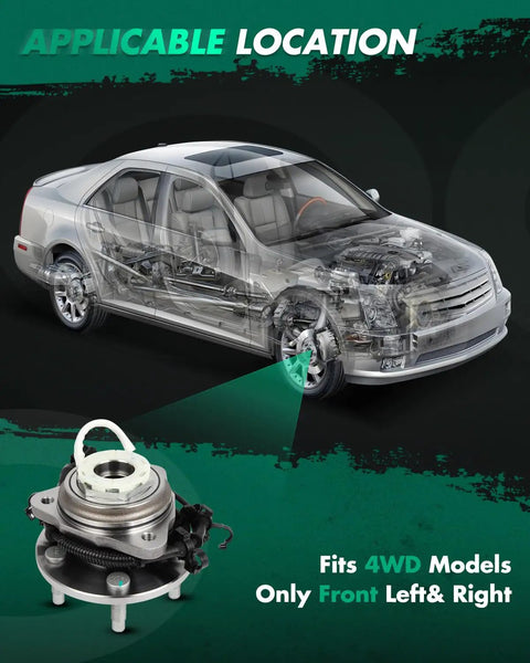 Pair Front Wheel Hub Bearing Assembly With ABS For Ford Ranger And Mazda B4000 1998 1999 2000 5-Lug 4WD 4-Wheel ABS Front Left Or Right Ready-To-Install Replacement Kit installation diagram