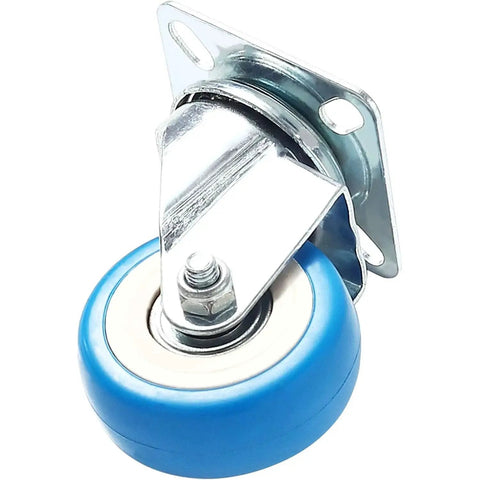 8 Pack 2 Inch Swivel Plate Caster Wheels With Blue Polyurethane Wheels Durable Swivel Casters For Carts And Furniture 50mm Plate 33mm Center Hole