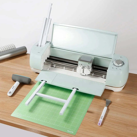 Extension Tray for Cricut Maker 4 Maker 3 Explore Air 4 Air 3 Air 2 and Explore Series 12x12 Grip Mat Holder Tray Extender in use on desk