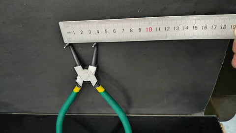 4 Piece Snap Ring Pliers Set With 7 Inch Round Nose C Clamps For Snap Ring Removal, ruler showing measurement
