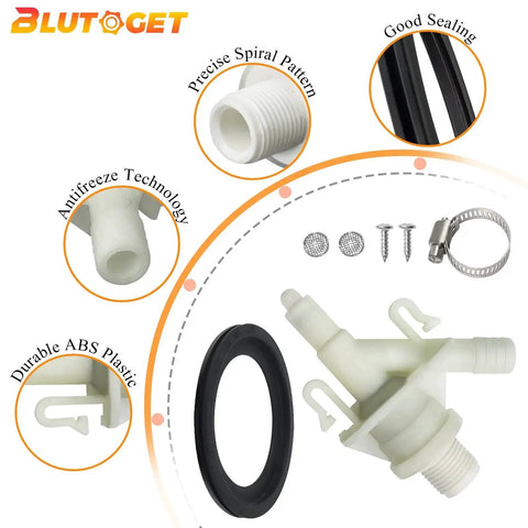 Components of Upgraded RV Toilet Valve Kit With Flush Ball Seal 385311641 385311658 For Sealand And Dometic RV Toilets