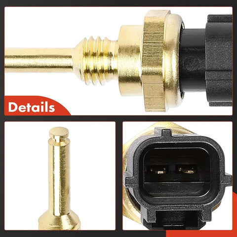Close-up of Engine Coolant Temperature Sensor With 2 Blades For Ford F Series Trucks And SUVs Including F 150 F 250 Super Duty Explorer Fusion Edge Mustang Taurus Expedition Navigator Mountaineer Mercury Lincoln And More APremium