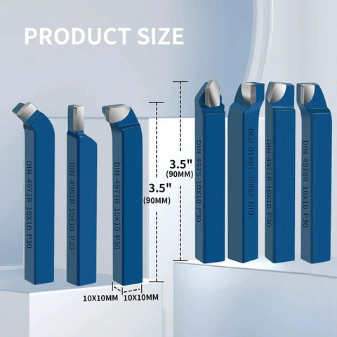 7 pieces of 11 Piece Carbide Tip Lathe Cutter Tool Set With 10mm Shank For Metal Turning Boring And Chamfering High Quality 45 Steel Holders