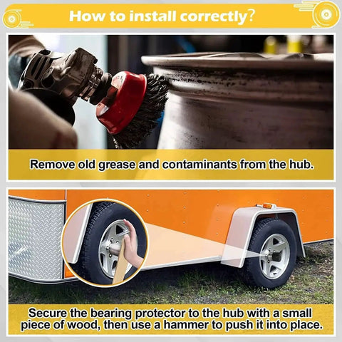 Instructions for installing 4-Piece Trailer Lubricator Tool Set With 1.98in Stainless Steel Bearing Maintenance Accessory for RVs.