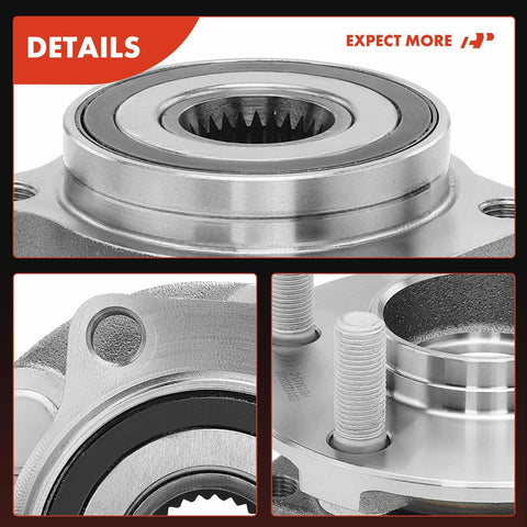 Front Wheel Bearing And Hub Assembly 5-Lug Fit For Subaru Forester 2014-2018, Impreza 2014-2019, close-up details of ball bearing and hub unit