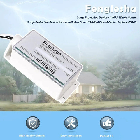 Whole House Surge Protector 140kA Per Phase For 120/240V Load Centers, Works With Any Brand Panels, FS140 Replacement