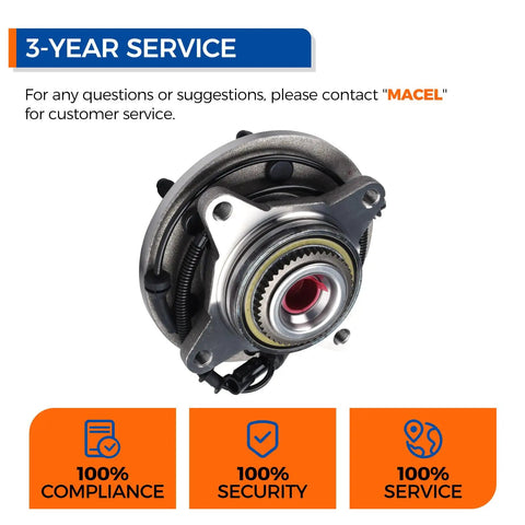 Front Wheel Hub And Bearing Assembly 515046 For 2004-2005 Ford F-150 4WD Heritage 6-Lug With ABS, front view showing details
