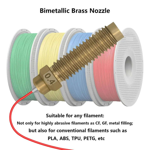 Bimetallic brass nozzle with filament spools, 5 Pack Brass Hardened Steel Nozzles For Centauri Carbon And Centauri 3D Printer, 0.4mm