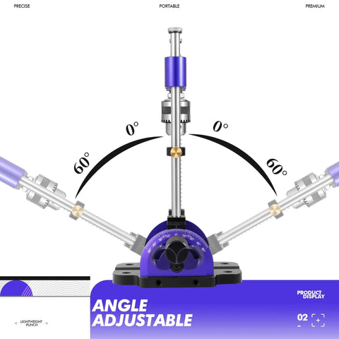 Heavy-Duty Portable Drill Guide With 0-60 Degrees Adjustable Angled Jig, Self-Centering For Straight Or Angled Holes front view