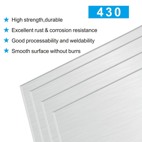 4 Pack 8X12 Inch Stainless Steel Sheets 0.8MM Thick 430 Grade Shim Stock For Magnetic Mount Boards Crafting Kitchen Office Home Projects