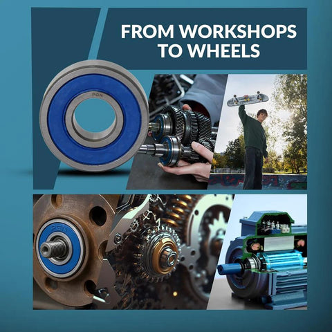 R8-2RS bearing, sealed chrome steel ball bearing with blue rubber seal, lubricated, 1/2 x 1-1/8 x 5/16