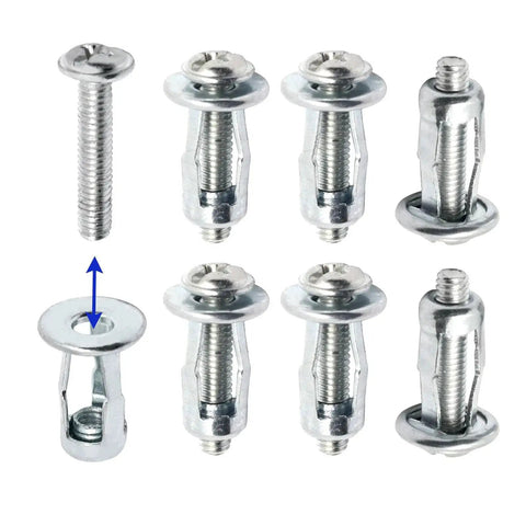 Heavy Duty Hollow Wall Anchors Set for Thin Walls M4 size, includes screws, ideal for hollow panels such as doors and RV walls, 20 piece pack